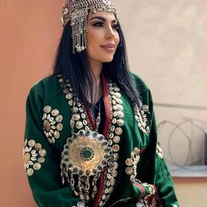 Afghani/Uzbeki Vintage Handmade High Quality Wool Chapan, Seashell Coat